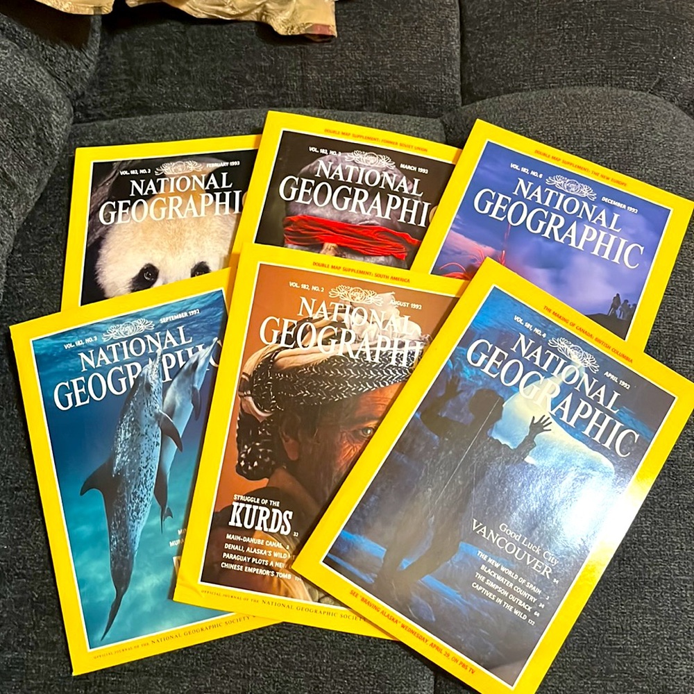 National Geographic 1992 & 1993 (LOT OF 6)